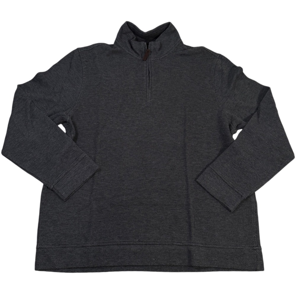 Tasso Elba Mens XL Quarter Zip Pullover Charcoal Gray Textured Knit Sweater